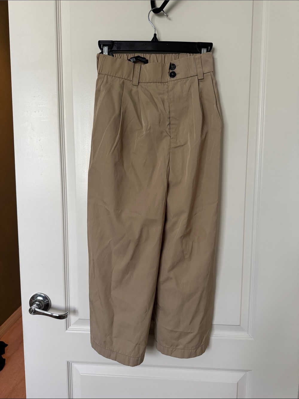 Zara Women’s Tan High-Waist Wide-Leg Chinos